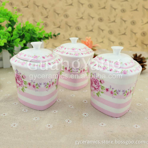 Beautiful Facade Porcelain Ceramic Canister Tea Coffee Sugar Set